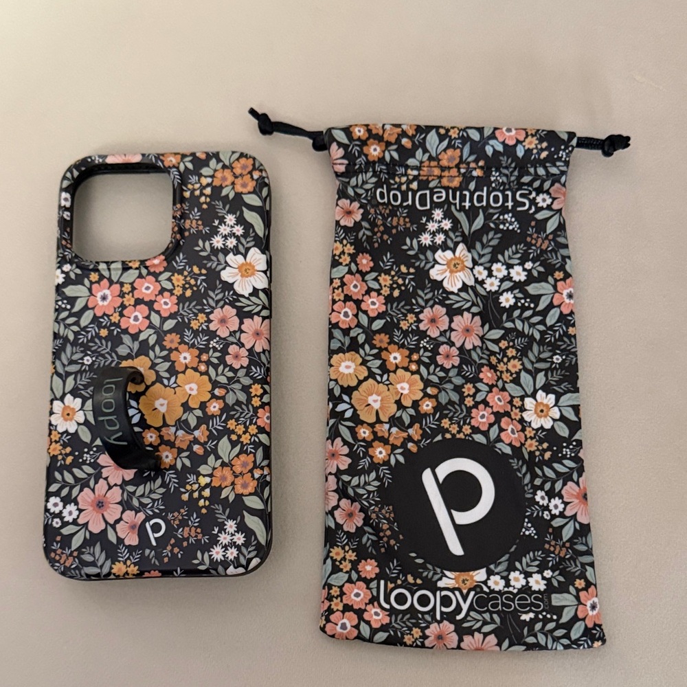 Loopy Case Floral Design Phone Case - Black and Multicolor